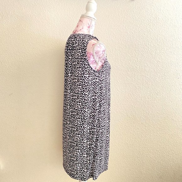 Michael Kors sz:M Black White Leopard Animal Print Sleeveless Zip Dress - Picture 9 of 11